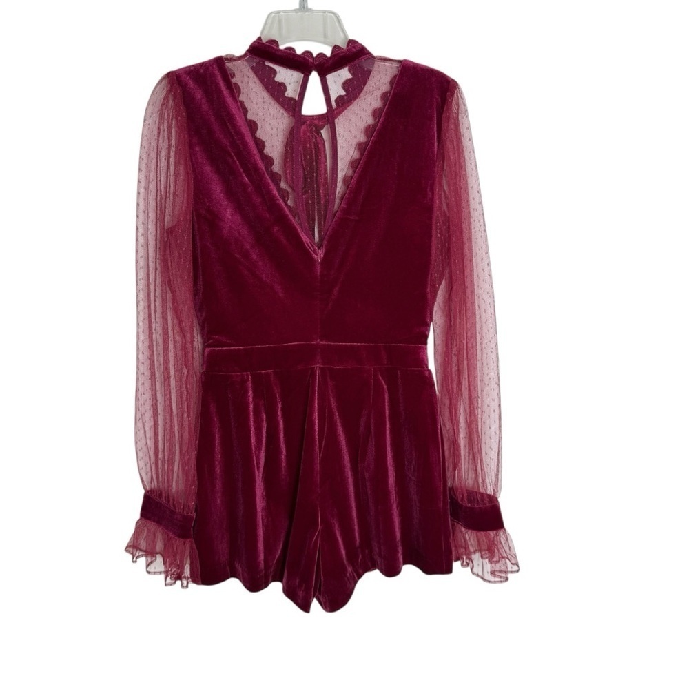 NWT Anthropologie Endless Rose Velvet and Lace Romper Wine Size S - Picture 10 of 12